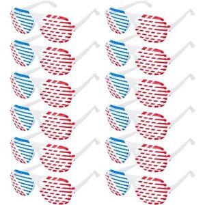Memorial Day 4th of July Shutter  Glasses 12 Pack, Red White & Blue American